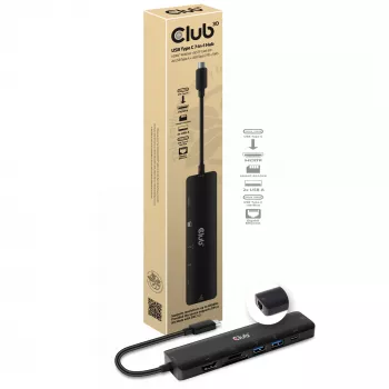 CLUB3D Hub USB-C 7 en 1 HDMI 4K60Hz ranura para tarjetas SD TF 2x USB Type A USB Type C PD RJ45 compatible con Thunderbolt 3