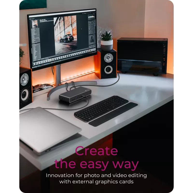 ICY BOX IB-DK8801-TB4 con cable Thunderbolt 4 antracita, negro