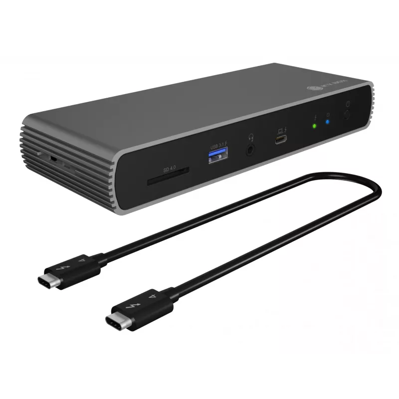 ICY BOX IB-DK8801-TB4 con cable Thunderbolt 4 antracita, negro