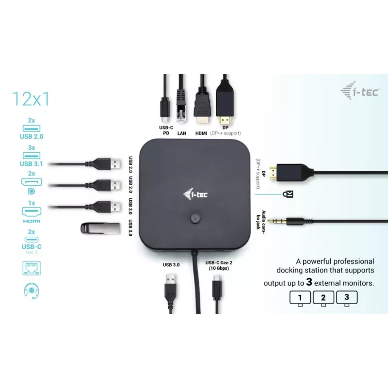 i-tec USB-C HDMI Dual DP docking station con Power Delivery 100 W