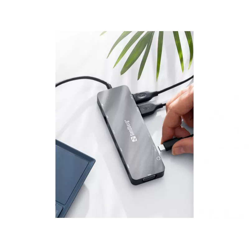 Sandberg USB-C 13 en 1 Travel Dock, USB Type-C, 100 W Power Delivery, Ethernet 1000 Mbit/s