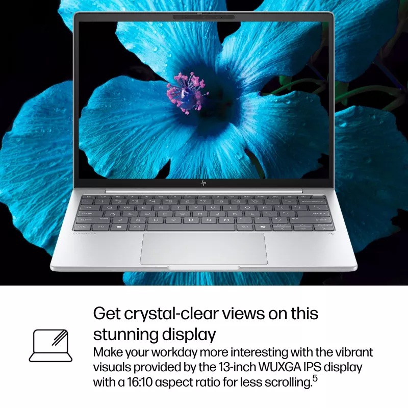 HP EliteBook 8 G1i 13 AI PC AD3B7ET portátil, 33,8 cm (13,3 pulgadas) WUXGA, Intel Core Ultra 7 255U, 32 GB LPDDR5X, 512 GB SSD, Wi-Fi 7 (802.11be), Windows 11 Pro, Glacier Silver