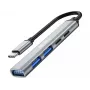 Sandberg USB-C a 3xUSB-A+2xUSB-C SAVER USB 3.2 Gen 1 gris aluminio