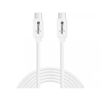 Cable Sandberg USB-C>C USB 3.1 G2 100W 2M blanco