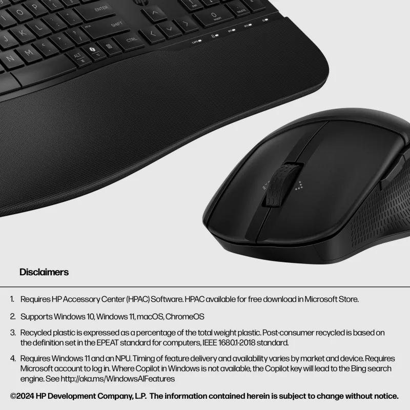 Conjunto de teclado y ratón HP 685 Comfort Dual-Mode Full-Size Wireless Bluetooth