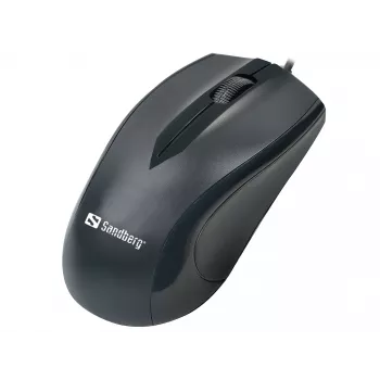 Ratón Sandberg USB-C, ambidiestro, óptico, USB Type-C, 1200 DPI, negro