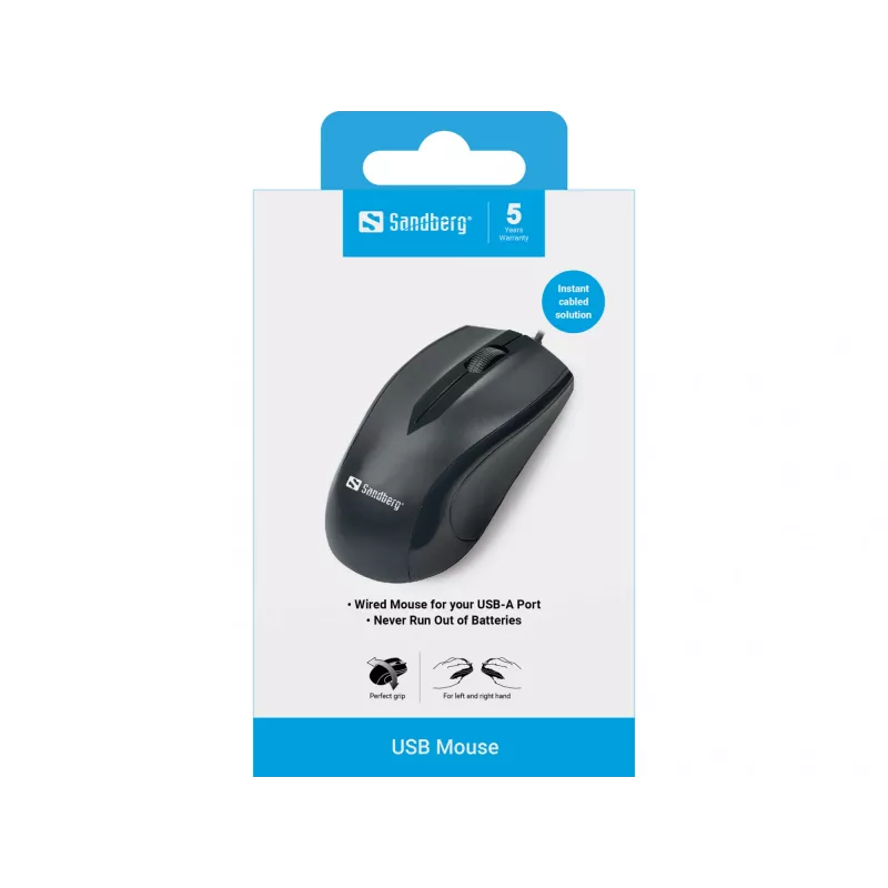 Ratón Sandberg USB, diestro, óptico, USB Type-A, 1200 DPI, negro