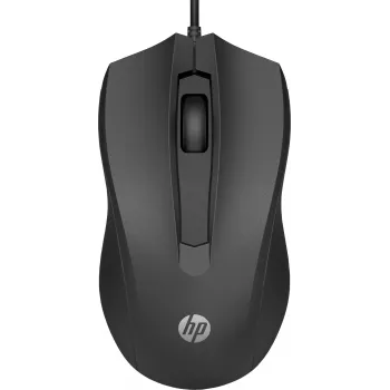 Ratón HP con cable 100, ambidiestro, óptico, USB Type-A, 1600 DPI, negro