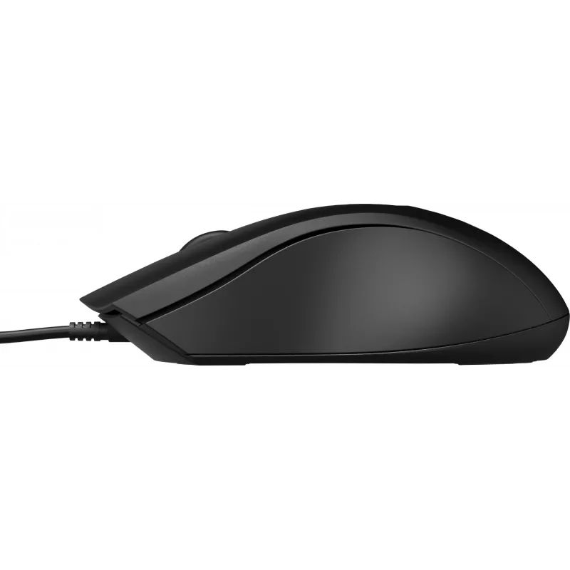 Ratón HP con cable 100, ambidiestro, óptico, USB Type-A, 1600 DPI, negro