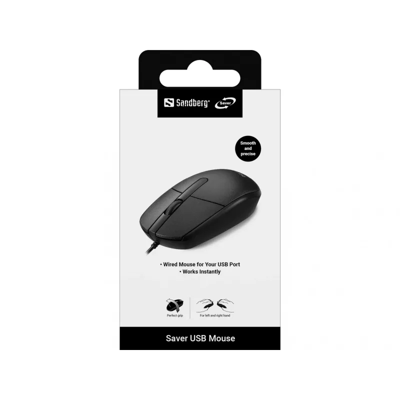 Ratón USB Sandberg Saver, ambidiestro, USB Type-A