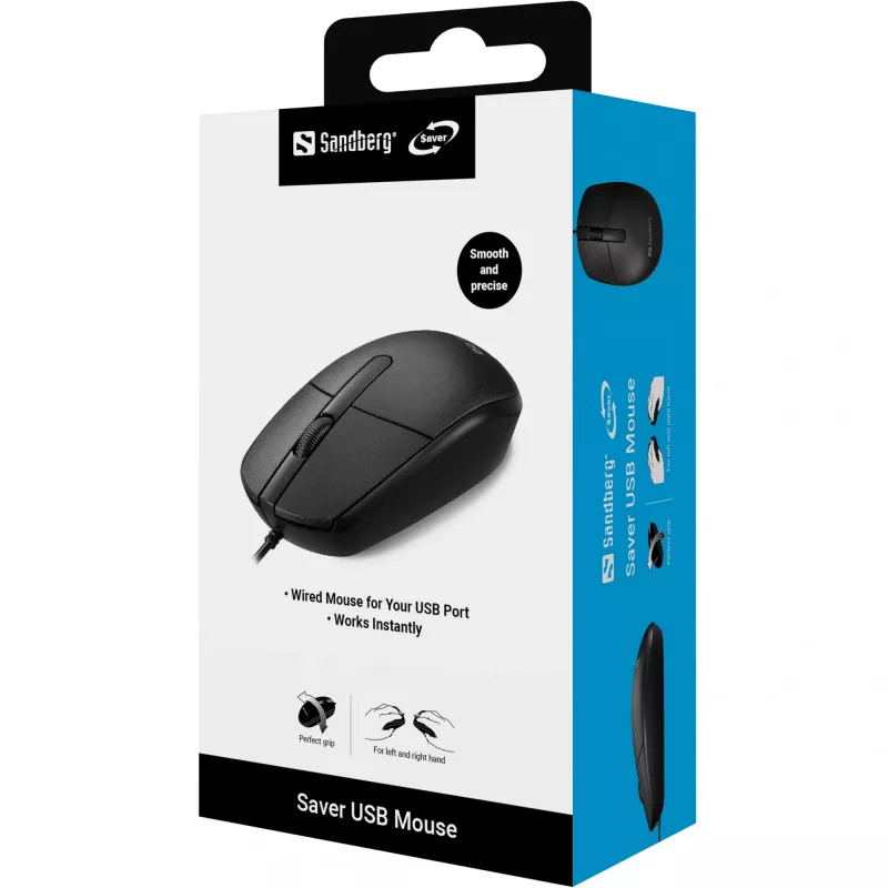 Ratón USB Sandberg Saver, ambidiestro, USB Type-A