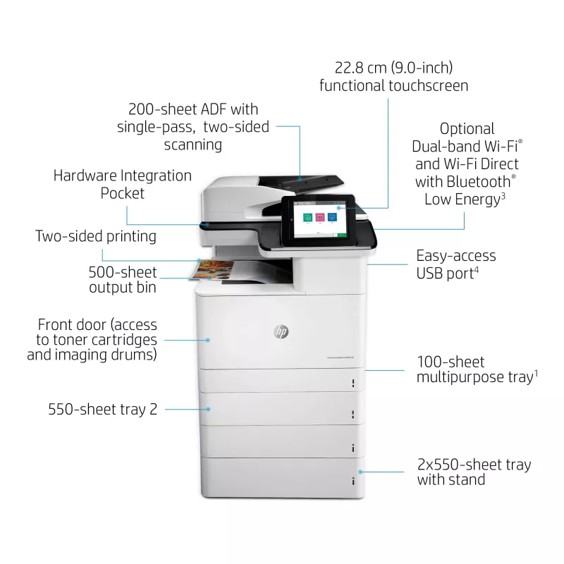 HP Color LaserJet Enterprise MFP M776dn, láser, impresión en color, 1200 x 1200 DPI, A3, impresión directa, negro, blanco