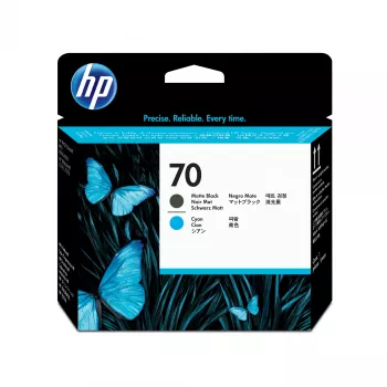 Cabezal de impresión HP 70 negro mate y cian