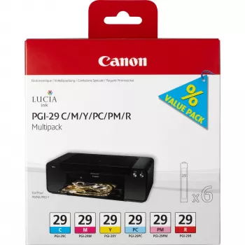 Canon PGI-29 C/M/Y/PC/PM/R 6 cartuchos de tinta multipack