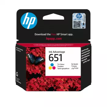 HP 651 tricolor original cartucho Ink Advantage, cian, magenta, amarillo, 1 ud., 300 páginas