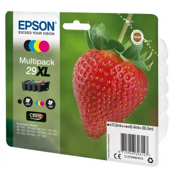 Epson Strawberry multipack 4 colores 29XL tinta Claria Home, negro, cian, magenta, amarillo, 11,3 ml, 6,4 ml, 1 ud., 470 páginas, multipack