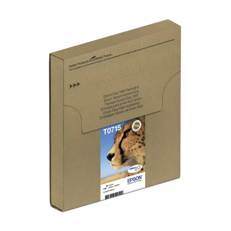 Epson multipack 4 colores T071 EasyMail, rendimiento estándar, negro, cian, magenta, amarillo, 7,4 ml, 5,5 ml, 1 ud., multipack