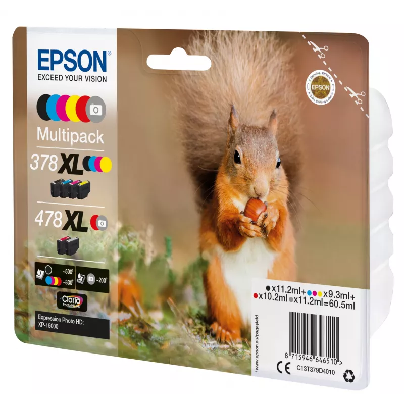 Epson Squirrel multipack 6 colores 378XL / 478XL tinta Claria Photo HD