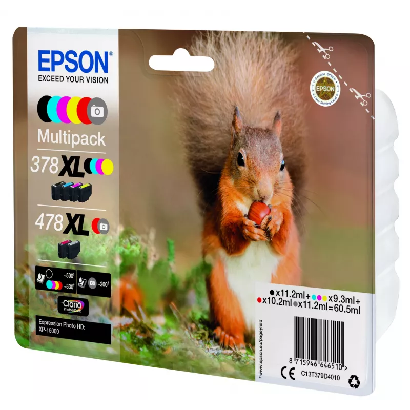 Epson Squirrel multipack 6 colores 378XL / 478XL tinta Claria Photo HD