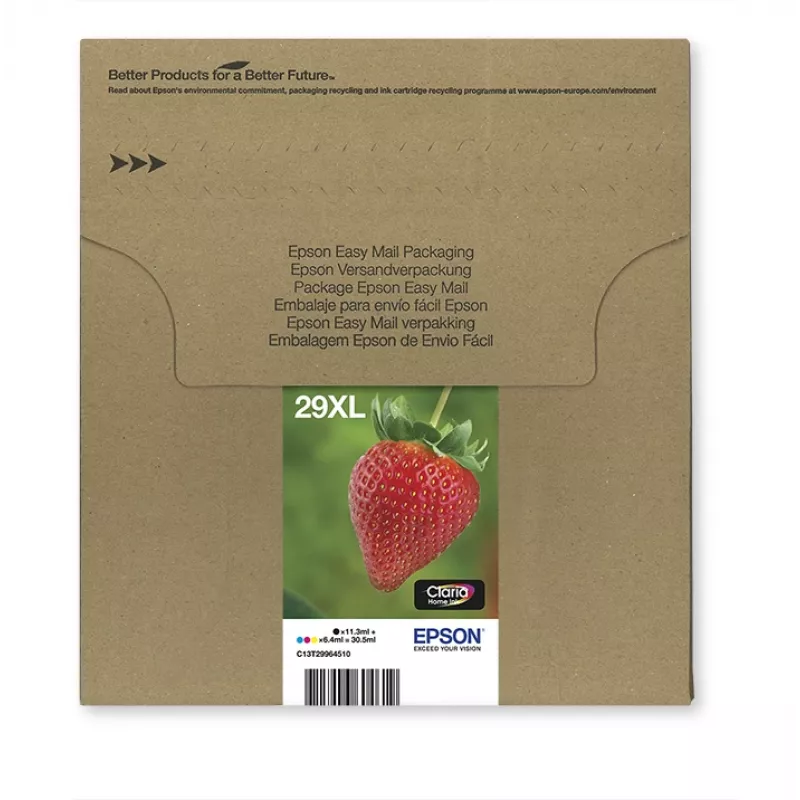 Epson Strawberry multipack 4 colores 29XL EasyMail, alto (XL) rendimiento, negro, cian, magenta, amarillo, 11,3 ml, 6,4 ml, 1 ud., multipack
