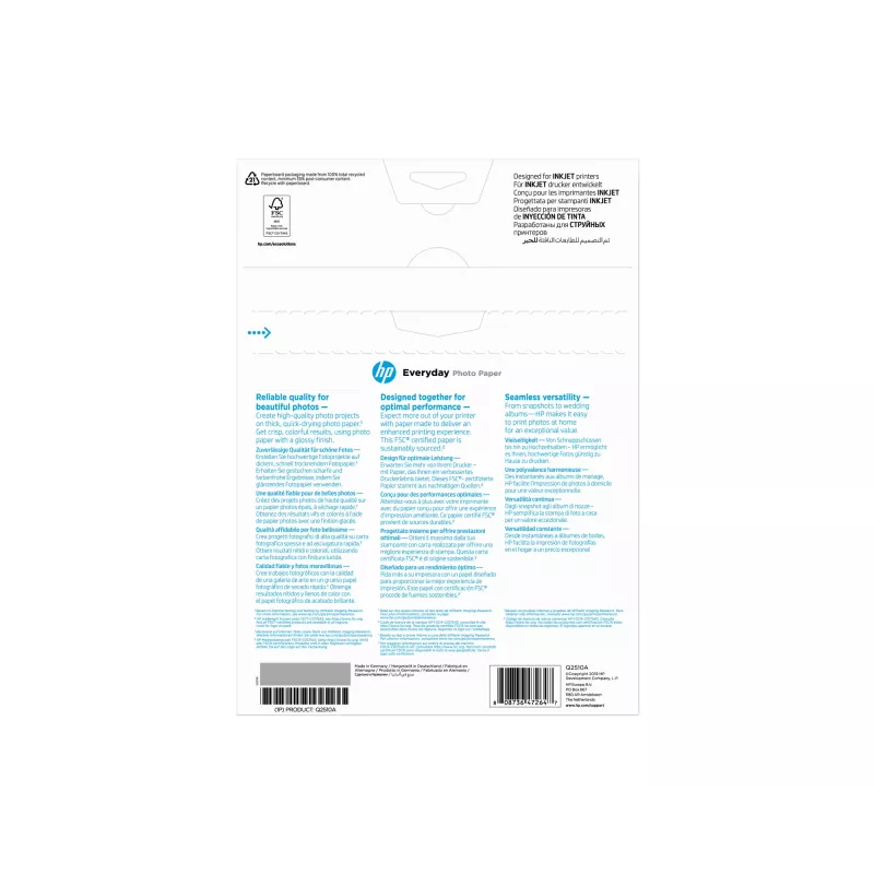 HP Papel fotográfico Everyday, brillante, 200 g/m², A4 (210 x 297 mm), 100 hojas