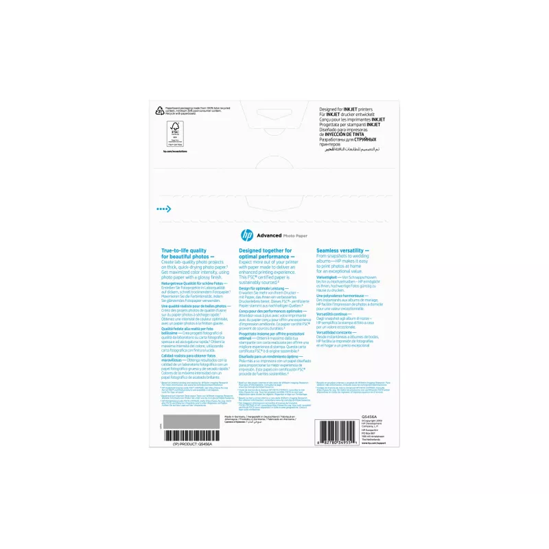 HP Advanced Papel fotográfico, brillante, 250 g/m², A4 (210 x 297 mm), 25 hojas