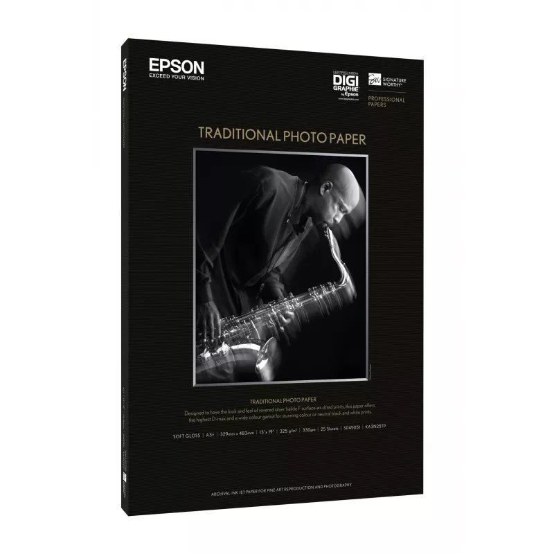 Papel fotográfico tradicional Epson, DIN A4, 330 g/m², 25 hojas