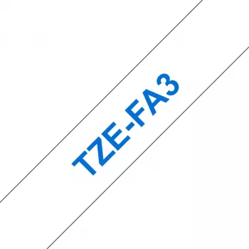 Cinta de etiquetar Brother TZE-FA3 azul sobre blanco