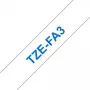 Cinta de etiquetar Brother TZE-FA3 azul sobre blanco