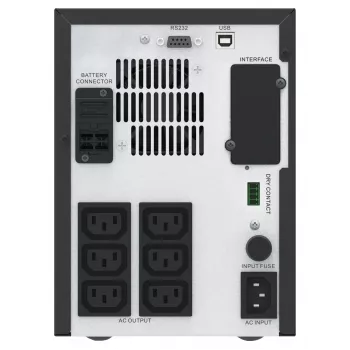 APC Easy UPS 1 Ph Line Interactive, 1000VA, Torre, 230V, 6 salidas IEC C13, AVR, contacto seco, LCD, sin soporte para tarjeta de red