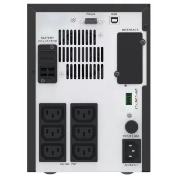 APC Easy UPS 1 Ph Line Interactive, 1500VA, Torre, 230V, 6 salidas IEC C13, AVR, contacto libre de potencial, LCD, sin soporte para tarjeta de red