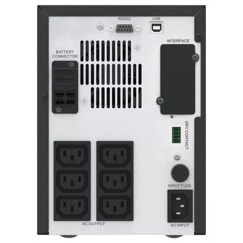 APC Easy UPS 1 Ph Line Interactive, 1500VA, Torre, 230V, 6 salidas IEC C13, AVR, contacto libre de potencial, LCD, sin soporte para tarjeta de red