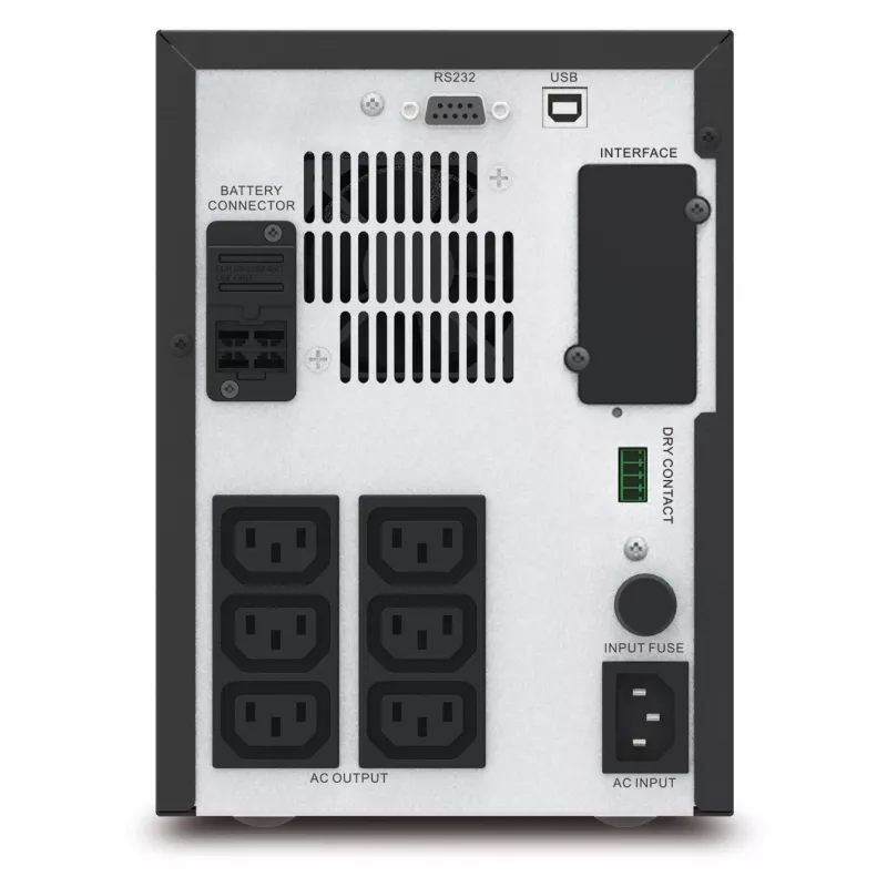 APC Easy UPS 1 Ph Line Interactive, 750VA, Torre, 230V, 6 salidas IEC C13, AVR, contacto libre de potencial, LCD, sin soporte para tarjeta de red