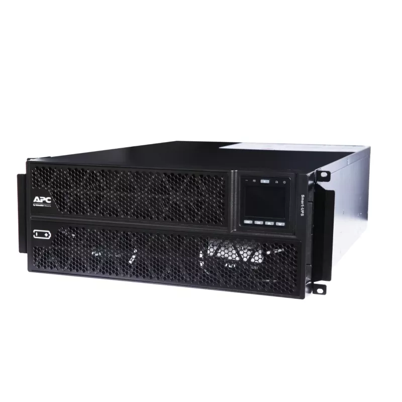 APC Smart-UPS On-Line, 5kVA/5kW, Rack/Torre, 230V, 2x IEC C13+1x IEC C19+cableado fijo 3 hilos (H+N+E) salidas, tarjeta de red, sin kit de raíles