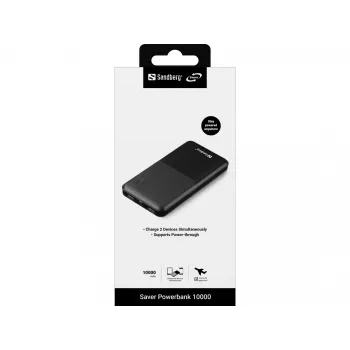 Batería externa Sandberg Saver Powerbank 10000, 10000 mAh, polímero de litio (LiPo), negro