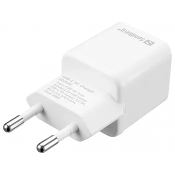 Cargador de CA Sandberg USB-C PD20W EU, interior, AC, 5 V, 3 A, blanco