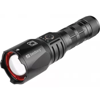 Batería externa Sandberg Survivor Torch Powerbank 5000, linterna de mano, negro, aluminio, IPX4, -30 – 40 °C, FCC, RoHS, UKCA, CE