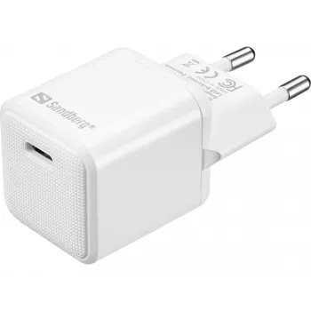 Cargador de CA Sandberg USB-C PD20W SAVER, interior, AC, 12 V, 3 A, blanco