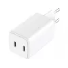 Cargador de CA Sandberg Dual USB-C PD65W EU, interior, AC, 20 V, 3,25 A, blanco