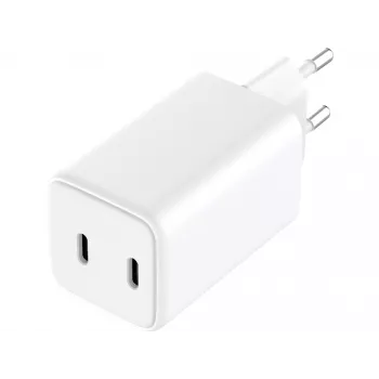 Cargador de CA Sandberg Dual USB-C PD65W EU, interior, AC, 20 V, 3,25 A, blanco