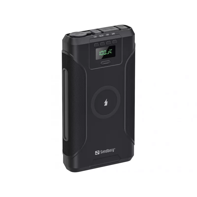 Batería externa Sandberg Survivor Powerbank 7en1 76800, 76800 mAh, ion de litio (Li-Ion), carga inalámbrica, 3,6 V, negro