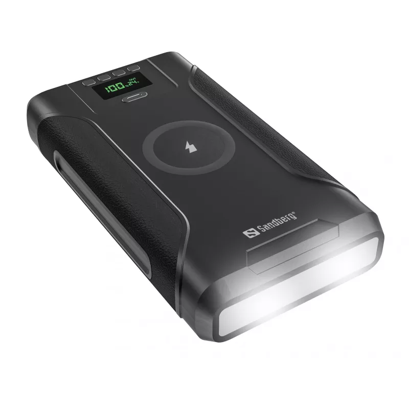 Batería externa Sandberg Survivor Powerbank 7en1 76800, 76800 mAh, ion de litio (Li-Ion), carga inalámbrica, 3,6 V, negro