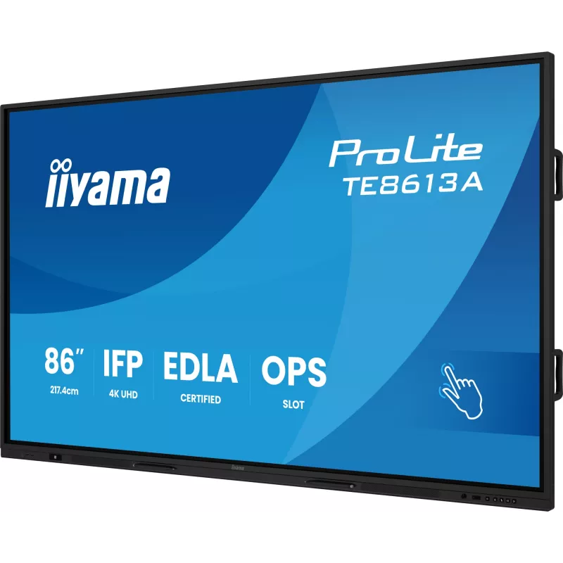 Pantalla de señalización iiyama TE8613A-B1AG pantalla plana interactiva 2,17 m (85,6 inch) Wi-Fi 500 cd/m² 4K Ultra HD negro pantalla táctil procesador integrado Android 18/7