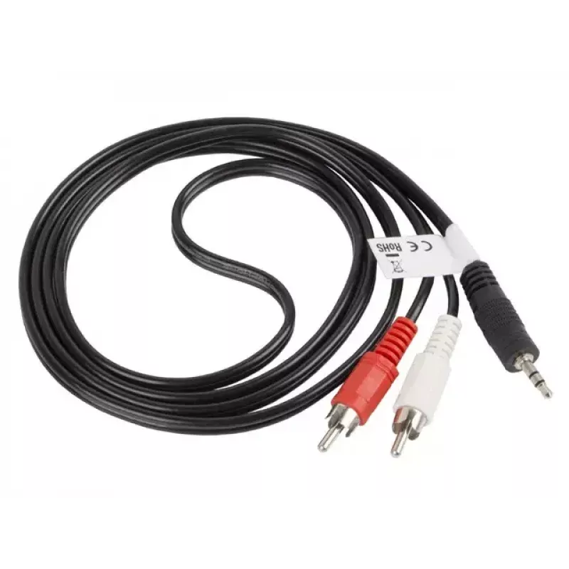 Cable de audio LANBERG 3,5 mm a 2×RCA macho 1,5 m negro