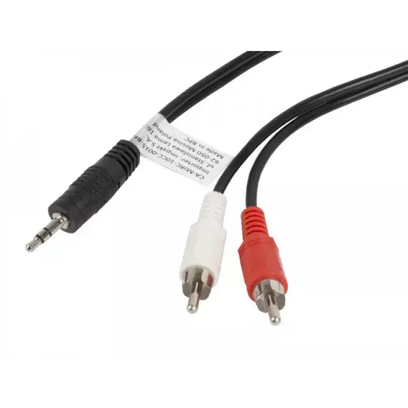 Cable de audio LANBERG 3,5 mm a 2×RCA macho 1,5 m negro