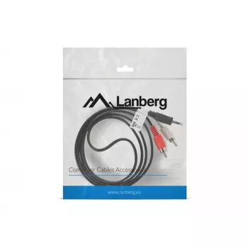 Cable de audio LANBERG 3,5 mm a 2×RCA macho 1,5 m negro
