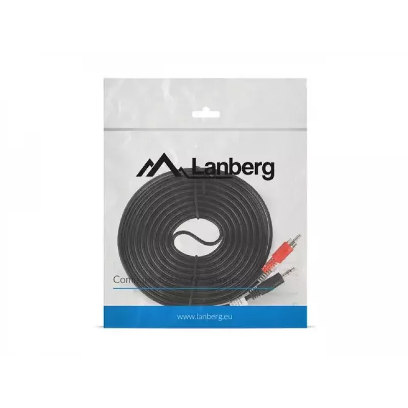 Cable de audio LANBERG 3,5 mm a 2×RCA macho, 5 m, negro