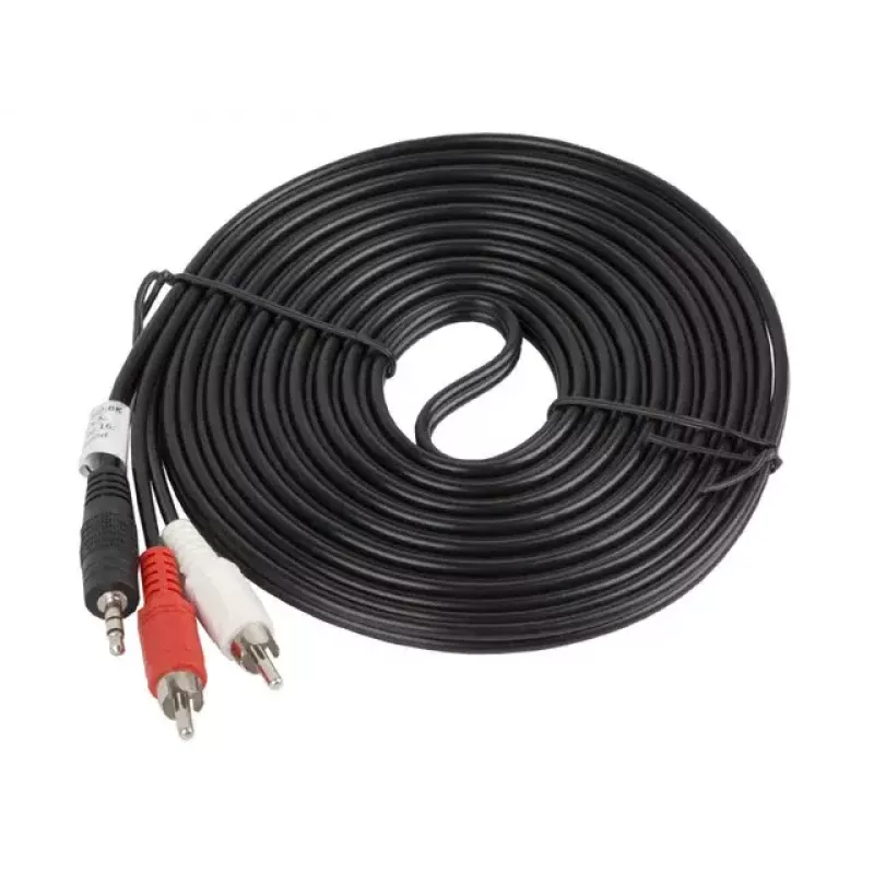 Cable de audio LANBERG 3,5 mm a 2×RCA macho, 5 m, negro