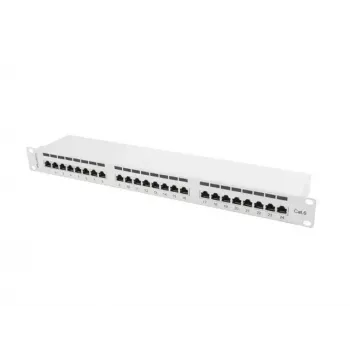 Patch panel Lanberg 24 puertos 1U, Cat. 6, apantallado, gris