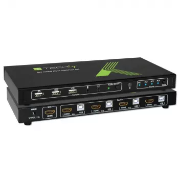 Techly 4x1 USB HDMI 4Kx2K IDATA KVM-HDMI4U Conmutador KVM Negro